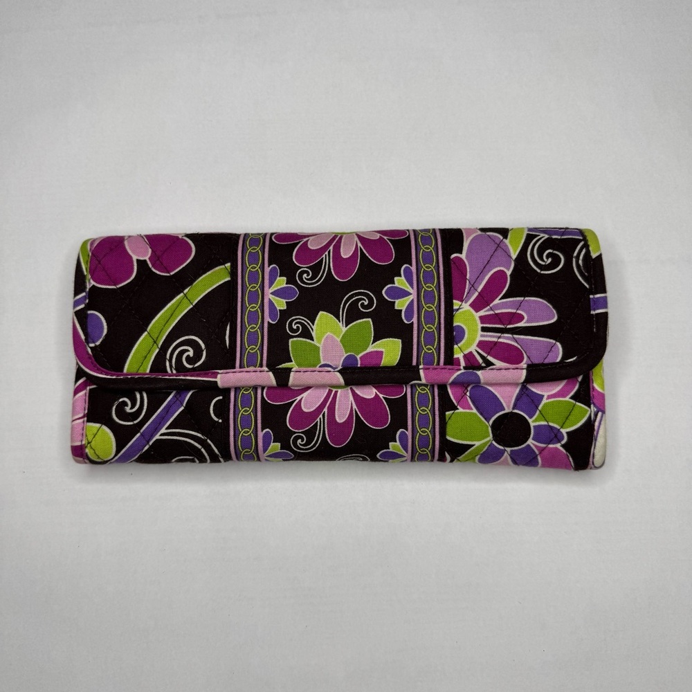 Vera Bradley Wallet Purple Punch Sleek Wallet Retired Pattern No Strap